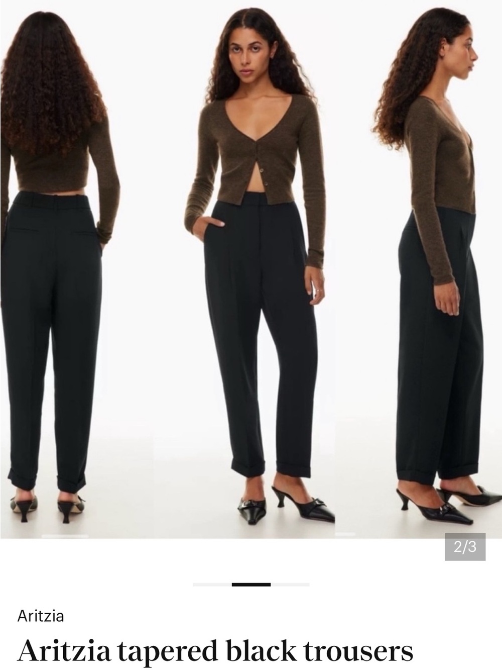 Aritzia Black Tailored Tapered Trousers